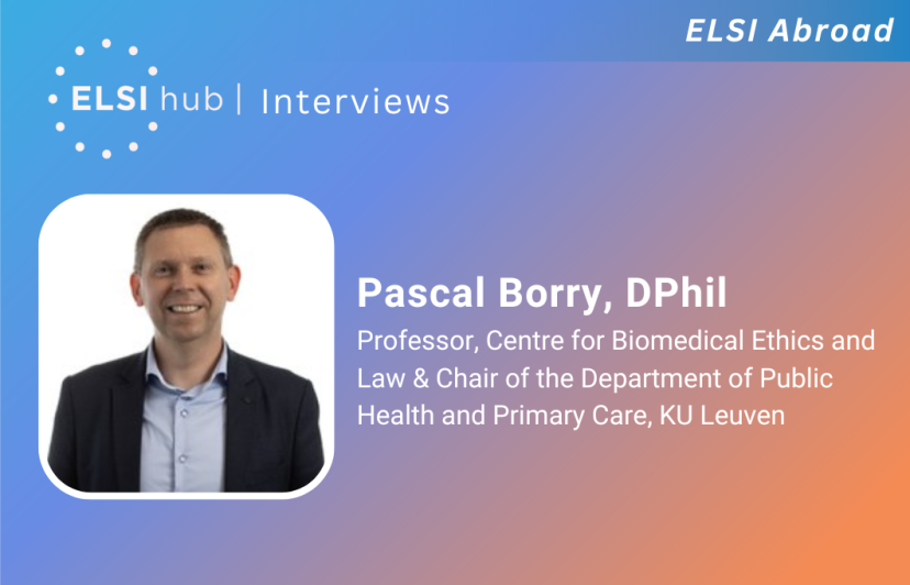 Pascal Borry, D.Phil., Professor of Bioethics at the Centre for Biomedical Ethics and Law (CBMER) and Chair of the Department of Public Health and Primary Care of the KU Leuven