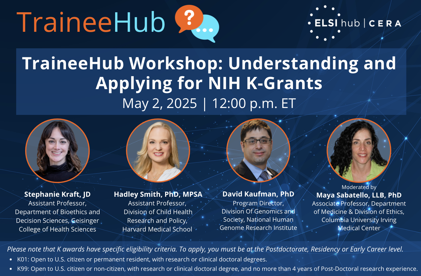 Photo promoting a traineehub event with three panelists and one moderator.